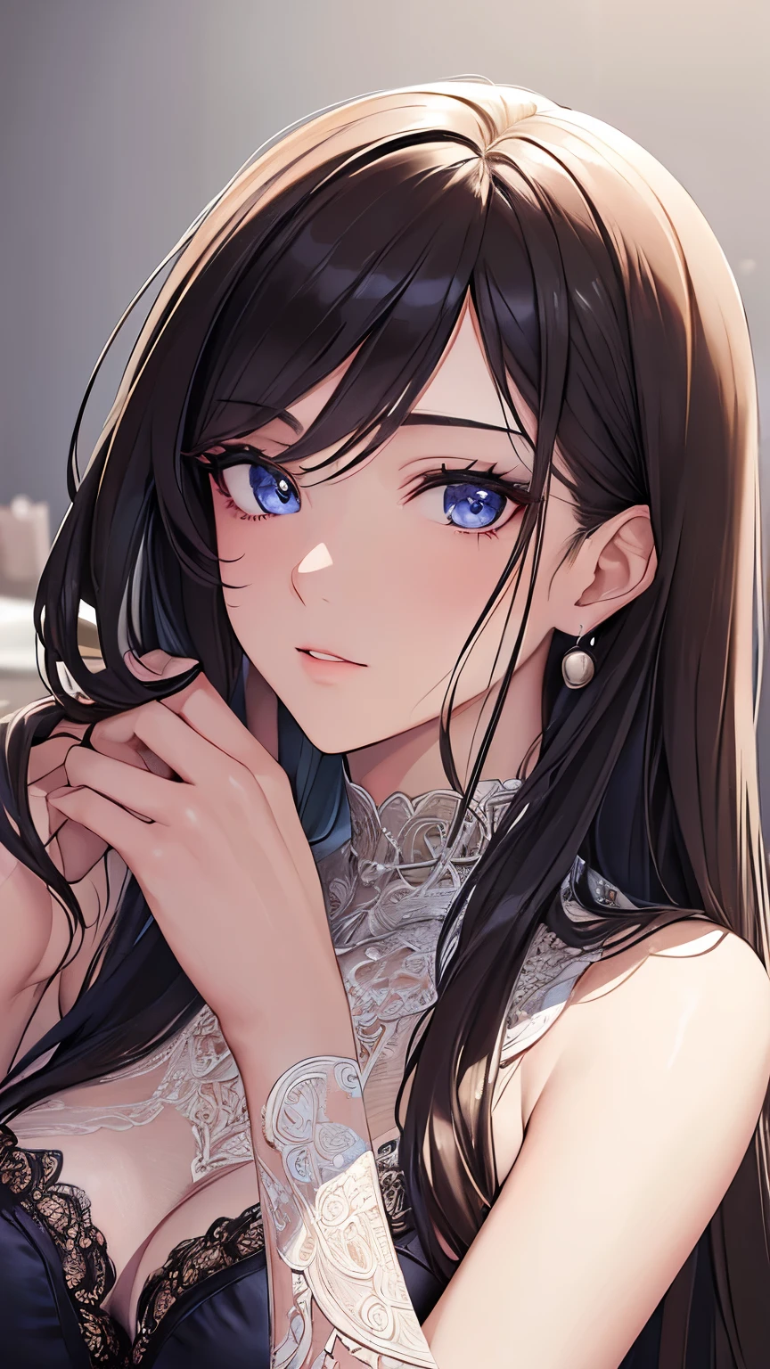 ((best quality)), ((masterpiece)), (detailed), perfect face, perfect detailed eyes, perfect detailed face, ultra-detailed nose, rich waist-length hair, suit，Moist eyes, Brilliance, Gorgeous women, high-class prostitutes