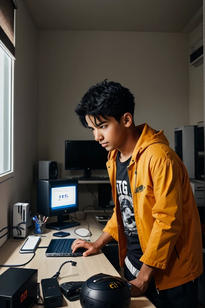 A boy in a room with his pc and his name "ig__naruto_1
