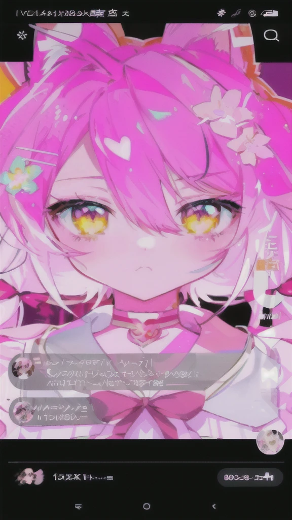 Anime a girl with pink hair, pink eyes, anime vibes, anime style. 8k, anime moe artstyle, live2d virtual youtuber model, pink twintail hair and cyan eyes, anime styled, anime artstyle, glowing pink face, pinterest anime, anime inspired, beautiful anime catgirl, anime waifu
