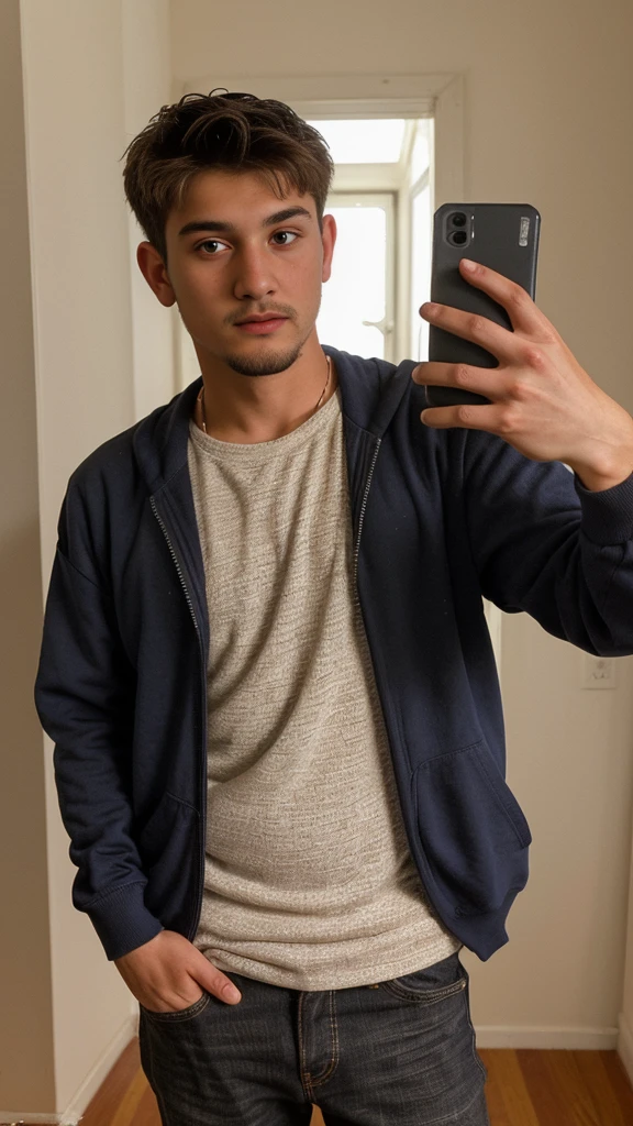 naughty man, 21 years, role model, self, realisitic, with clothese, detailded, Random, Random background, Random clothing, self, Selfie
