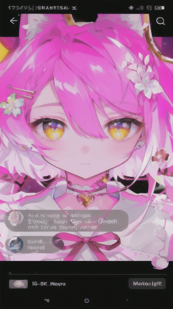 masterpiece, of the highest quality, Highly detailed,The best shading、 Beautiful anime face, white hair and blue eyes, full body Esbian, Standing, Good posture,、Hold up your little finger、Glowing skin, ear piercings,Shorthair,Side tail、Bangs that hide the eyes、Cool Face、、Hanging、 Bright white hair color, Hairpin,(A smile:0.8),(embarrassed from:1.1)、(perspiring;0.8)、Purple eye color、Hanging、normal hands, Colossal , Ring-shaped bangle on left hand, Choker,hair pin、Thin ribbon、 Idol jacket、Tube Top Shirt、Plaid pleated skirt、panthyhose、Navel、clothes shiny、Ring overhead、 Night, fullmoon, starrysky、Scattered light particles, Blurry background image,