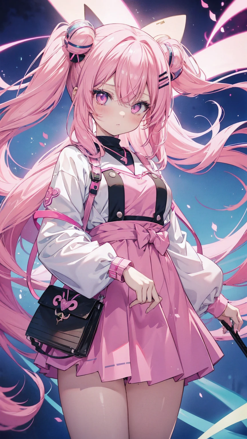 Anime a girl with pink hair, pink eyes, anime vibes, anime style. 8k, anime moe artstyle, live2d virtual youtuber model, pink twintail hair and cyan eyes, anime styled, anime artstyle, glowing pink face, pinterest anime, anime inspired, beautiful anime catgirl, anime waifu