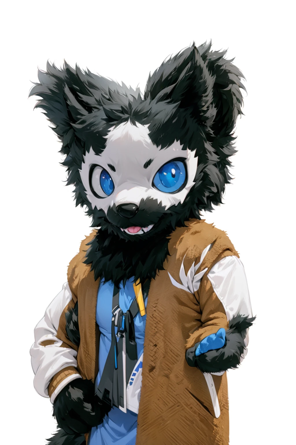 Black hair, Dark Skin, White Mask ,furry,make a fist, Pink tongue, Black nose, Black broken corner, fur garment, fur garment!!!!, hairy character, Full body mascot, hyena, SFW, macro hairy, hairy fursona, hairy, the hairy fur garment is running, Anthropomorphic coyote male, An anthropomorphic cyberpunk fox, hairy mawshot, hairy furaffinity, 8K, super detail, uhd, masterpiece, anatomically correct, ccurate, super detail, high details, high quality, best quality, highres, 16K