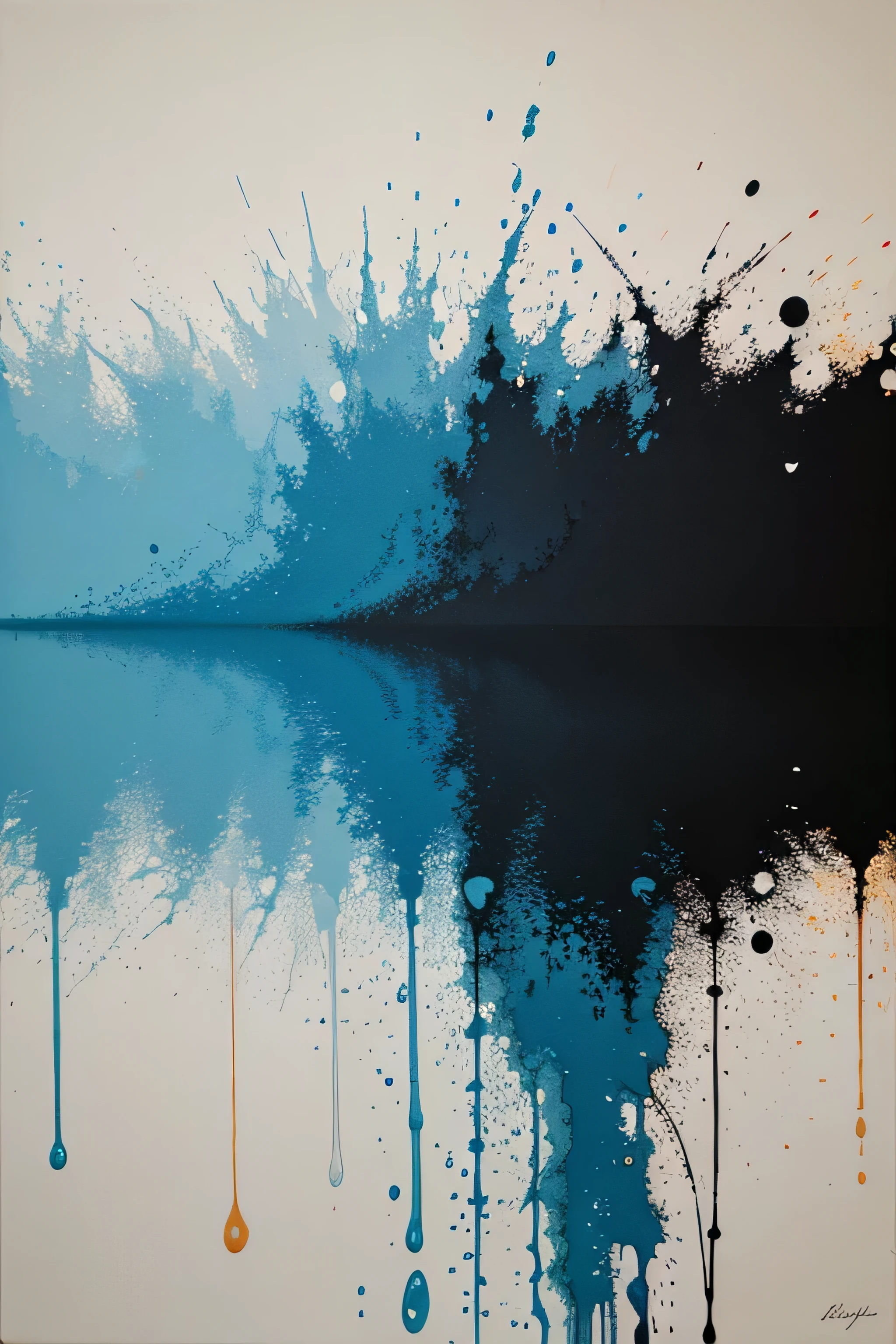 Abstract painting with splashes of water