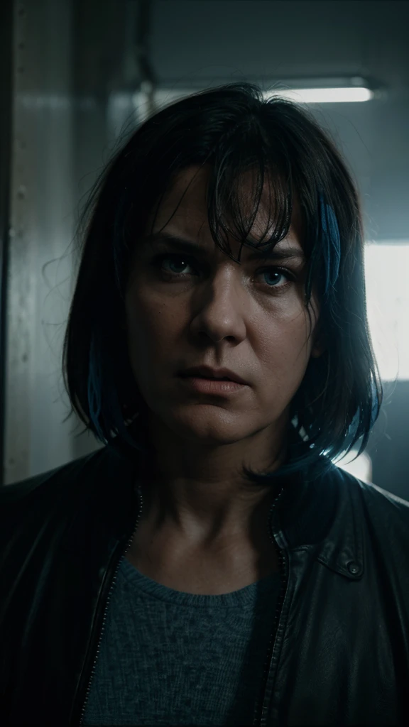 Angry headshot of Alex parents, speaking to him, 4k realistic imagery, blue scenery like a movie scene, old american setting, inspired by blade runner movie scene, blue tone,