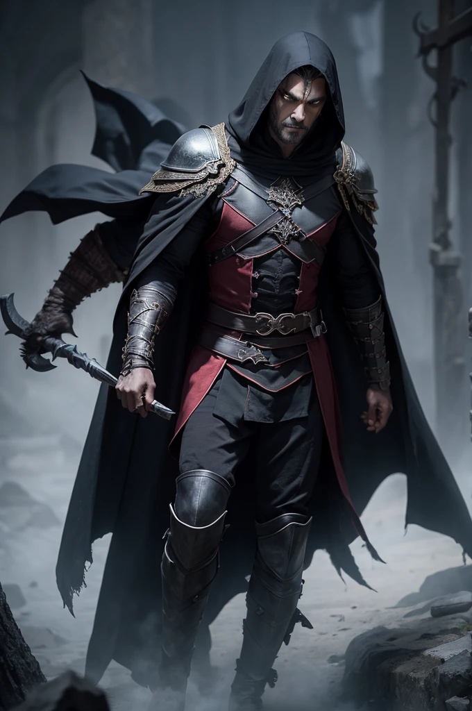 Ancient vampire, black assassin clothes, age of darkness