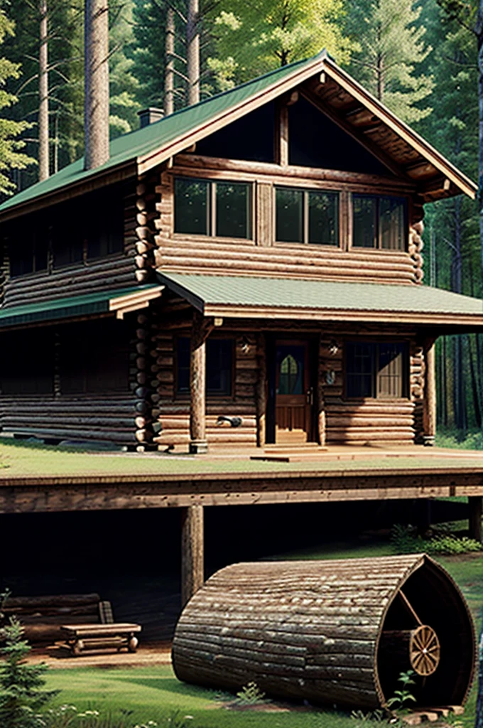 "A rustic log cabin in the Kentucky wilderness, surrounded by dense forest and distant hills. Young Abraham Lincoln, about nine years old, stands outside the cabin, looking thoughtfully at the landscape. The scene is simple and humble, reflecting his modest beginnings."hyper-realistic,8k,ultra hd,Pixar style,Disney style,cinema 4d,--ar 3:2