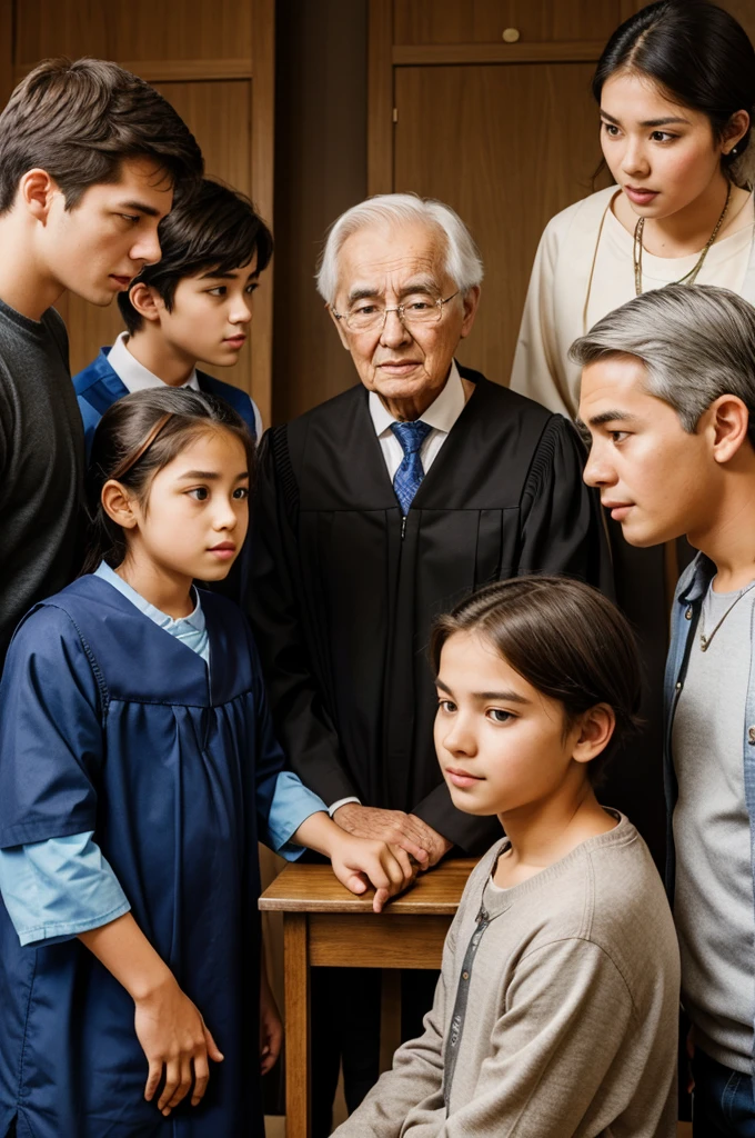 Student with confused face and other 4 elders giving him advice