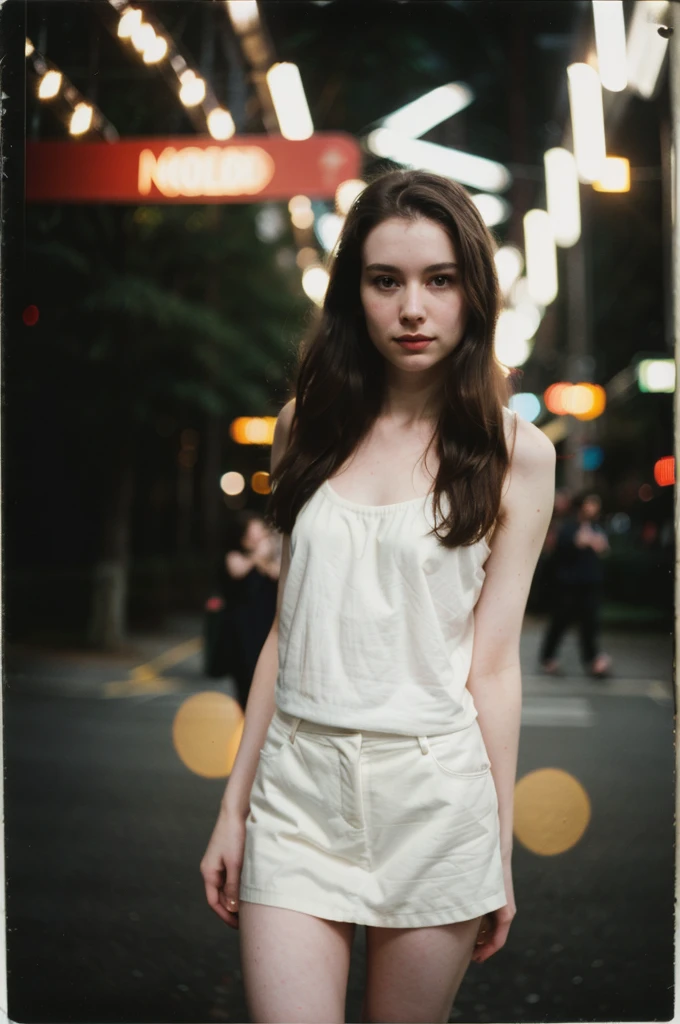 polaroid photo, night photo, photo of 24 y.o beautiful woman, pale skin, bokeh, motion blur