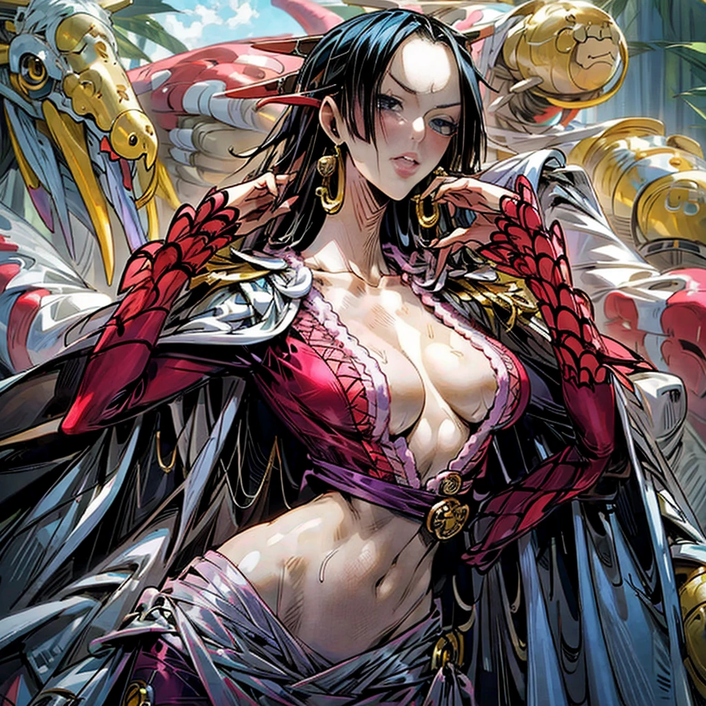 1 girl, 独奏, one piece, boa Hancock, sexly, attractive body, hentai, punk, gothic, ​masterpiece, detailded, no abnormalities in body structure, No defects