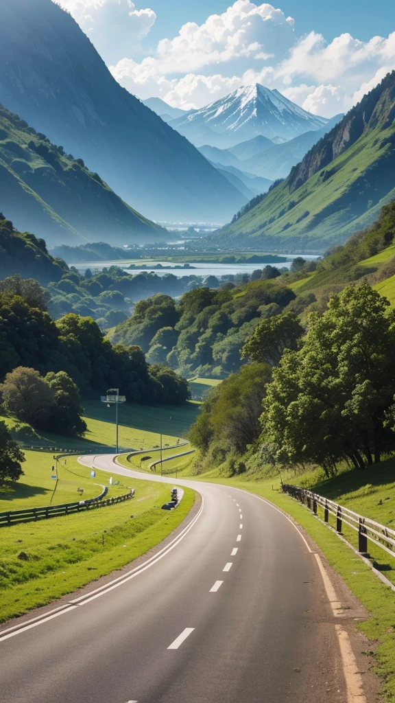 A road, mountain with beautiful view in indonesia