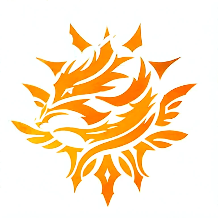 a logo using a detailed flame design, very simple for a fire faction in an RPG world, fire emblem, just orange color, mighty, bold, concentrated, Symmetrical, chic, high qualiy