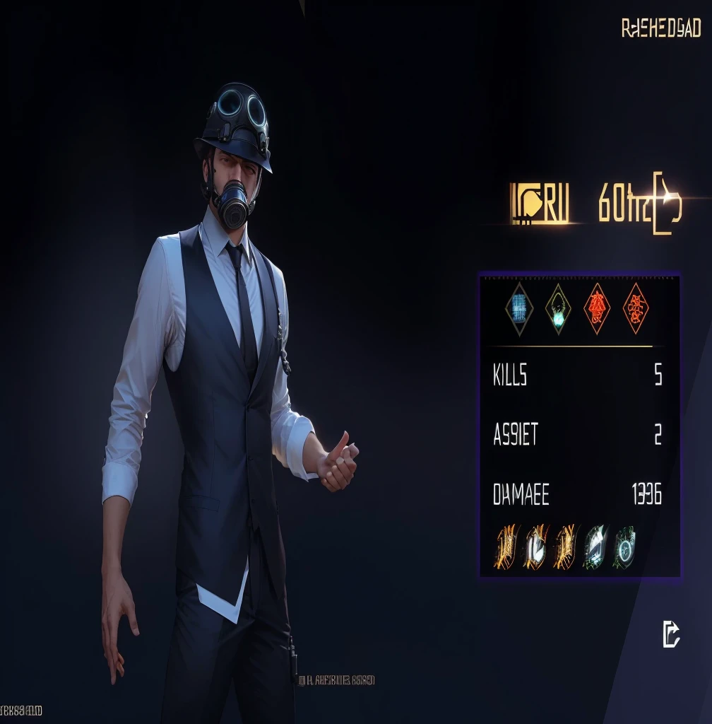 arafed image of a man in a suit and a gas mask, 8 k character details,realistic