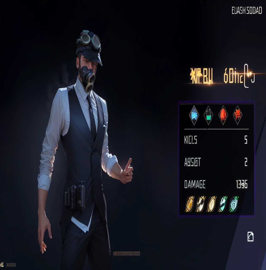 arafed image of a man in a suit and a gas mask, 8 k character details,realistic