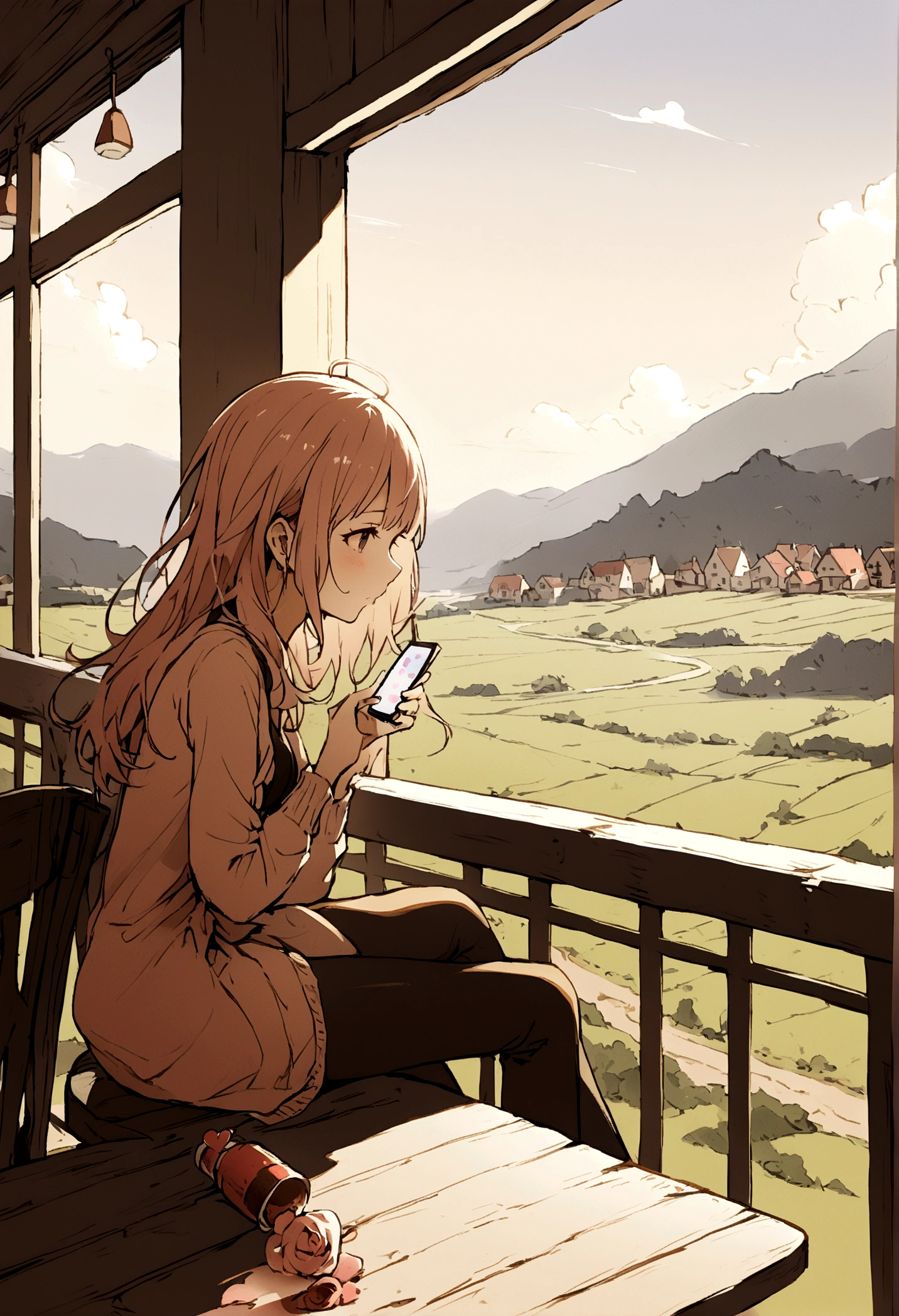 1 Female, High ,smartphone,Broken Heart,Landscape,Cafe,