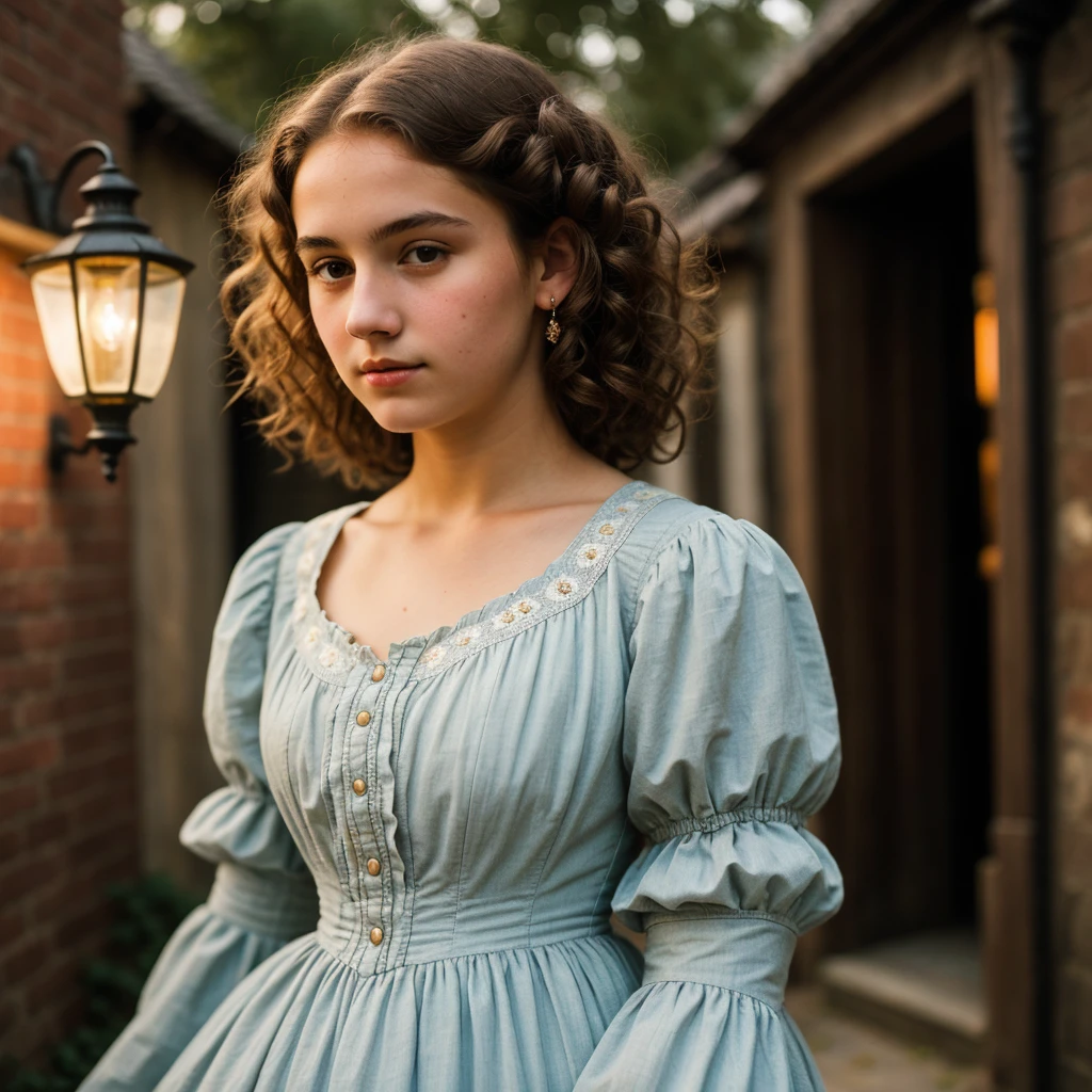 closeup at sisters in nightwear rags at southern porch with fireflies dust and porch lights summerevening humid dramatic lighting with light and shadows patterns on skin style of sally mann in color nostalgia