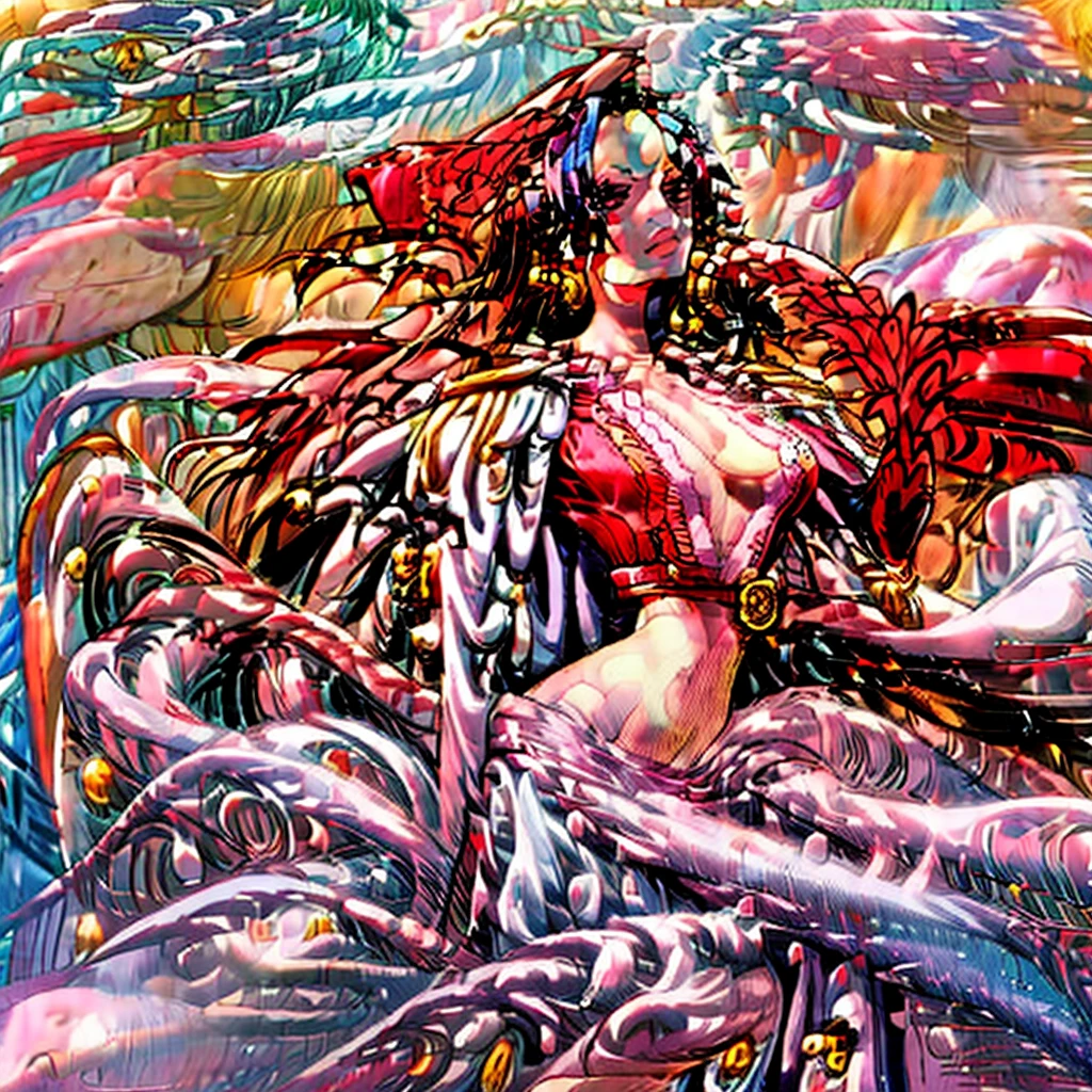 1 girl, 独奏, one piece, boa Hancock, attractive body, corpo sexy, almost naked, goddess, no anomalies or defect in the body structure, no defects or anomalies in the hands, detailedeyes, sexy mouth, nase, punk, goth, bad girl, hentai, ecchi