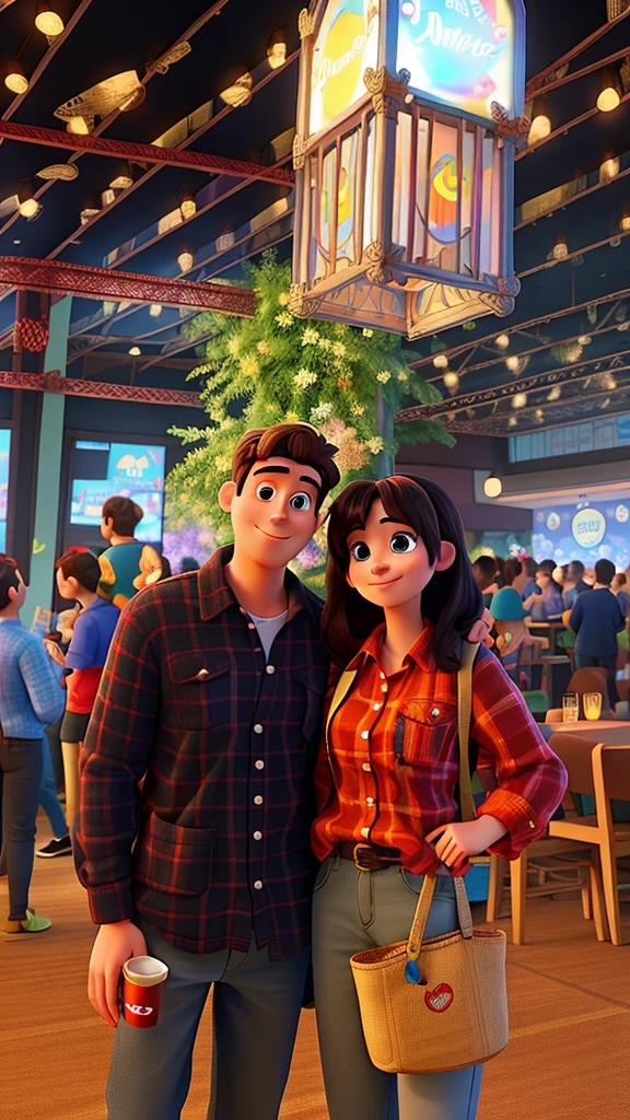 A Disney Pixar style couple at the June party, high qualiy, best qualityer