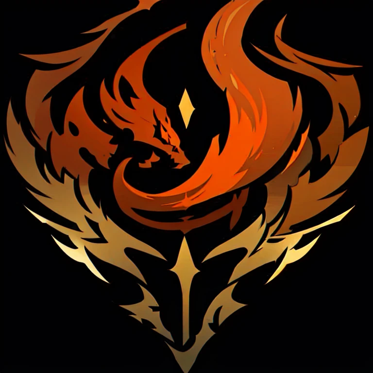 a logo using a detailed flame design, very simple for a fire faction in an RPG world, fire emblem, just orange color, mighty, bold, concentrated, Symmetrical, chic, high qualiy