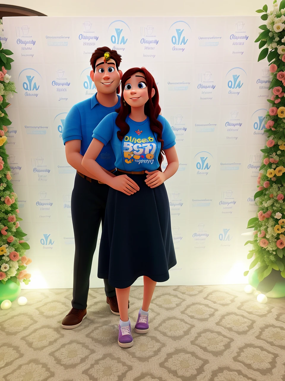 A Disney Pixar style couple at the June party, high qualiy, best qualityer