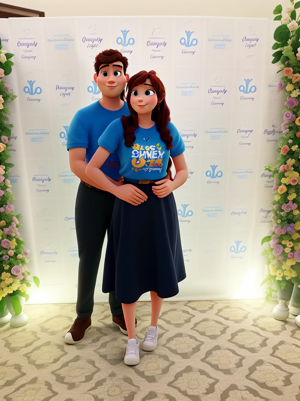 A Disney Pixar style couple at the June party, high qualiy, best qualityer