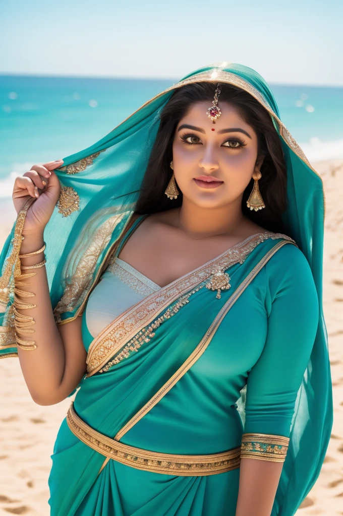 1 Heavenly beautiful and goddess beauty cute and sweet looking face Arabian woman in Dune du Pyla, France, Heavenly beautiful Overweight, Heavenly beautiful Extremely fat, Heavenly beautiful and attractive Chubby figure , Heavenly beautiful looking and eye catching luxury style tight fitting Indian traditional sarees , reaching out, Heavenly beautiful Arabian woman, 16k, High resolution, masterpiece, highest quality, fine skin, outside view, Realistic Photograph, size 45 and waist size 32, close up face view