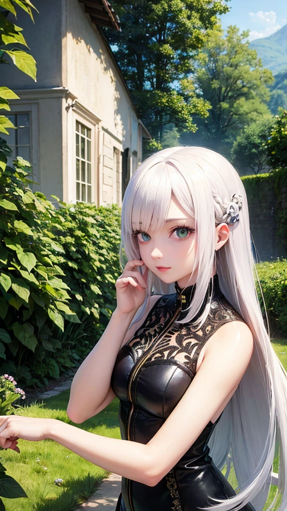 anime White Hair Girl and green eyes in front of a sun, Anime drawings inspired by INO, tumbler, creation, Young woman anime visual, White-haired God, Portrait of a girl in the Knights of the Zodiac, Today&#39;s featured anime is still, Anime characters, Official Art, White Hair Girl, Saiyan Girl, Cute girl anime visuals