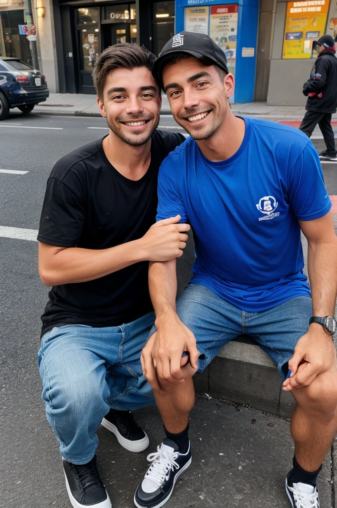 Mrbeast smiling with a shiny teeth and giving a homeless man on the streets 100 dollars