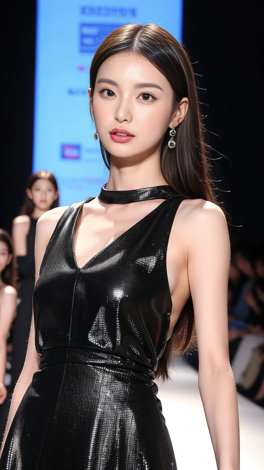 Close-up of a woman in a dress on the runway, beautiful Korean women, Gorgeous Korean Young Woman, beautiful young Korean women, Young and sexy elegance, Korean Girls, Korean women, Korean female fashion model, A stunningly elegant pose, Gorgeous Chinese Model, A tall, slim and beautiful goddess, Photo of slim girl model, Cute and elegant pose, Beautiful and elegant