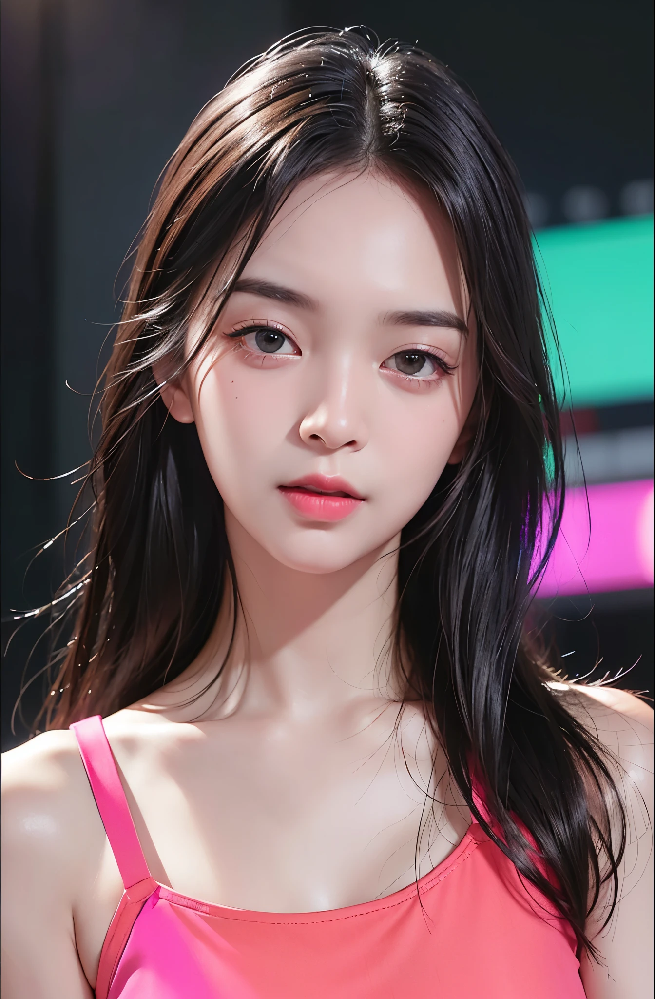 Slender Asian girl, kpop idol, ((gymnast in competition)), ((top quality, 8k, masterpiece: 1.3)), crisp focus: 1.2, beautiful woman with perfect figure: 1.4, highly detailed face and skin texture, detailed eyes, skinny, beautiful face, symmetrical face, full-length, sexy, ((see the panties))