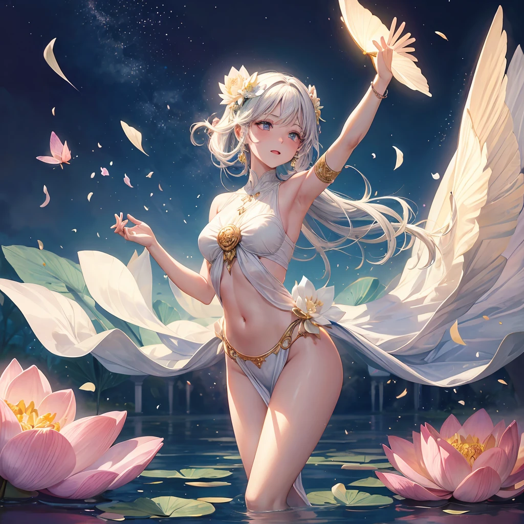 The Dancer is in a field of floating petals. These petals are crystal clear and iridescent, like the wings of enchanted butterflies. They dance around her, forming an ethereal veil.
Light is soft and diffuse, filtering through the petals and creating an ethereal glow. It feels like time is suspended in this place.
Meaning:
The Petal Dancer is a guardian of purity and enlightenment. It represents the connection between the material and spiritual world.
The lotus flower in your hands symbolizes the search for truth and transcendence of adversity