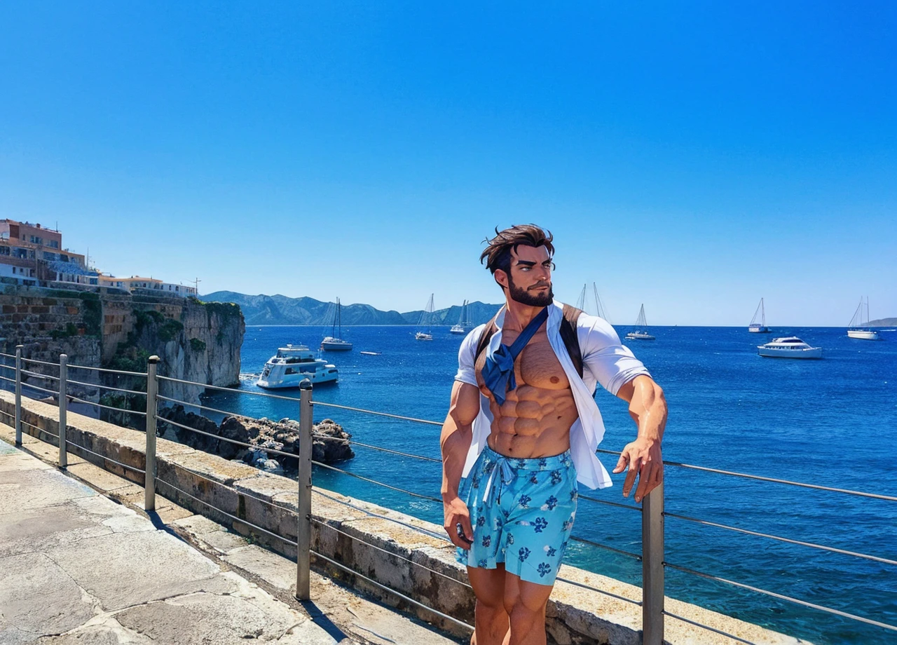 muscular man in greece in different animation styles