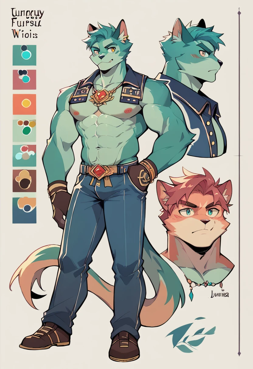 cover page, highres, top quality, best quality, paid reward available, unparalleled masterpiece, perfect artwork, absurdres, High-quality illustrations(style of final fantasy)(concept art, character sheet)perfect anatomy(handsome boy, kemono)(furry anthro),