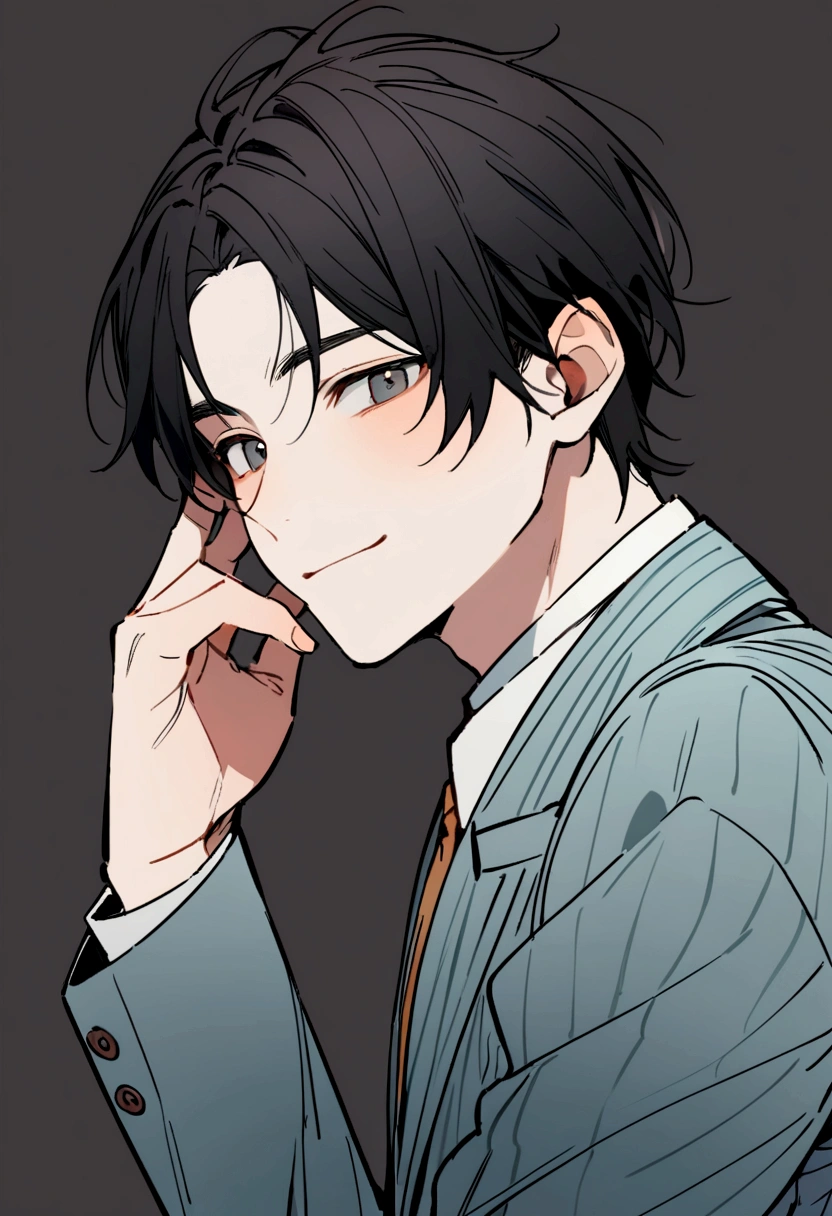 A man in his 20s wearing a casual suit, Background Removal, Black Hair、Cute face、Gentle expression、sincerity、front、One person