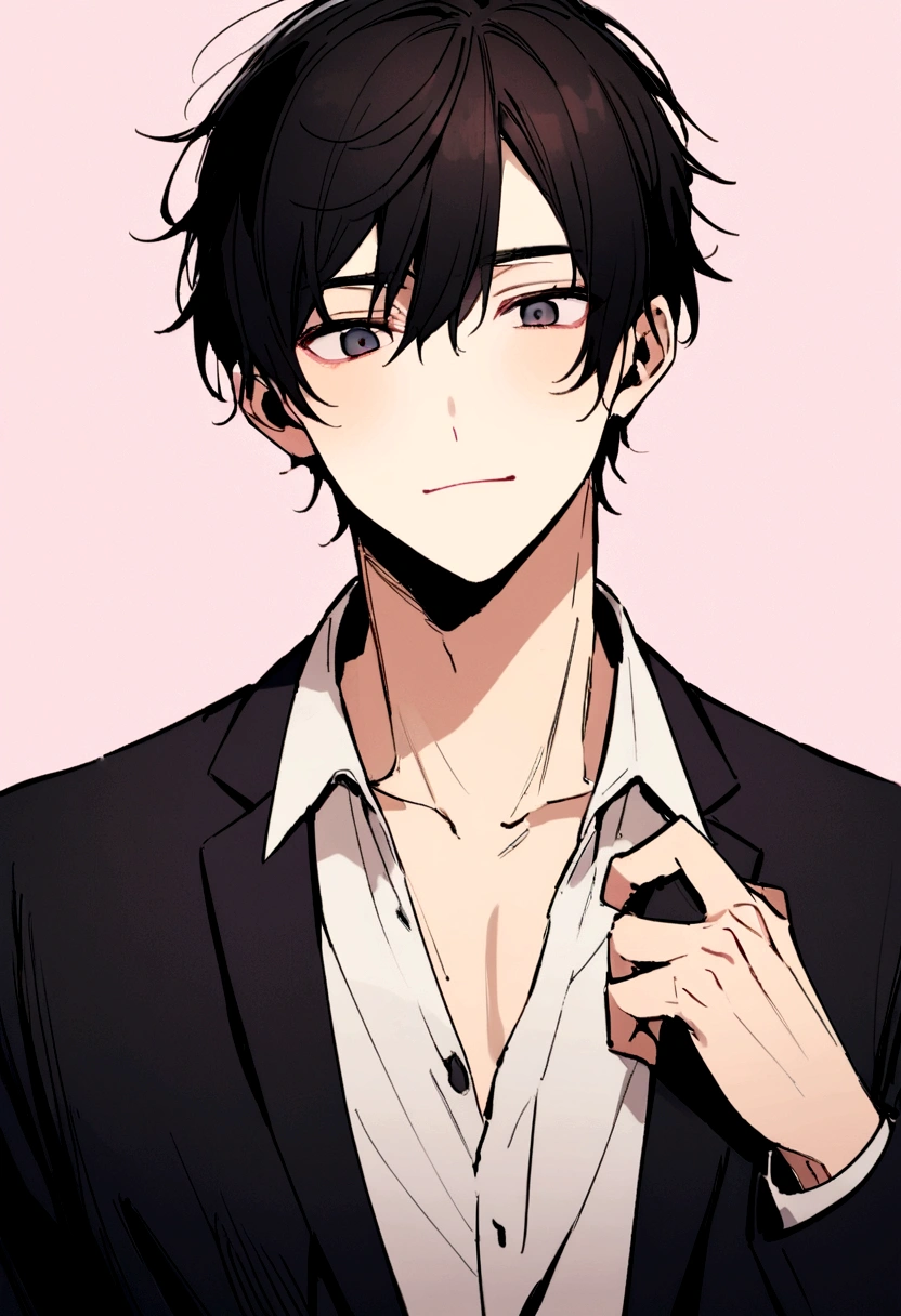 A man in his 20s wearing a casual suit, Background Removal, Black Hair、Cute face、Gentle expression、sincerity、True Face、One person、Positive