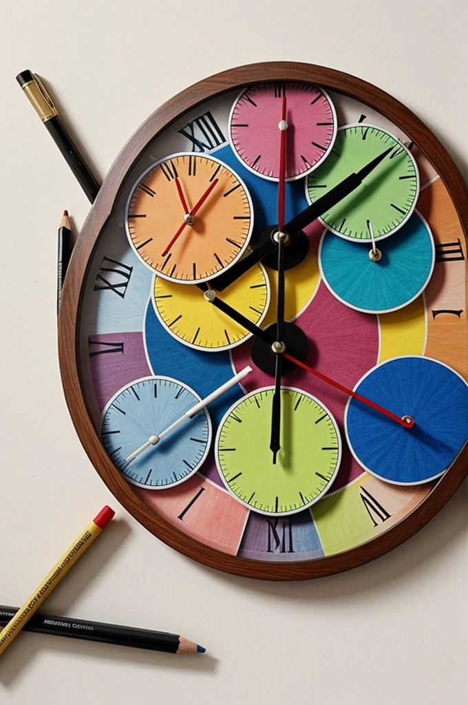 pencil color clock with shadow