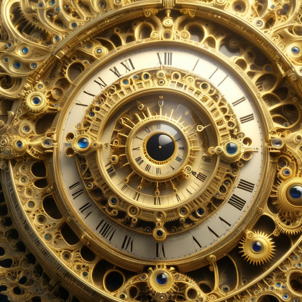 oeil d'or timeart, très réaliste, Très détaillé, cinématique, Lumière professionnelle, très détaillé, finement détaillé, détaille fractal