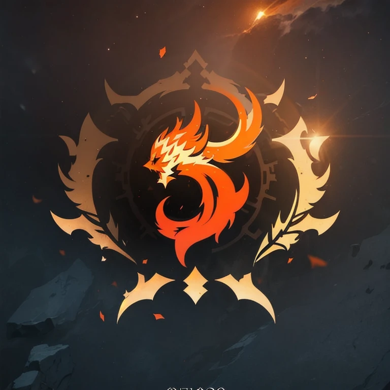 a logo using a detailed explosion design, very simple for a fire blast faction in an RPG world, fire emblem, just orange color, mighty, bold, concentrated, Symmetrical, chic, high qualiy, com fundo branco