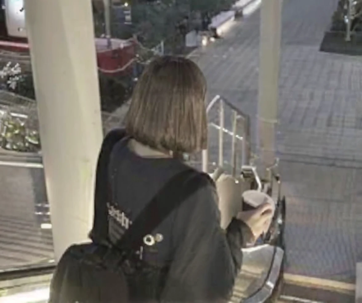 
　　Japanese  black hair her  I can't see your face   overall blurry  back view   back hair only  background night road  boyfriend's perspective  The whole body is reflected short sleeve long skirt