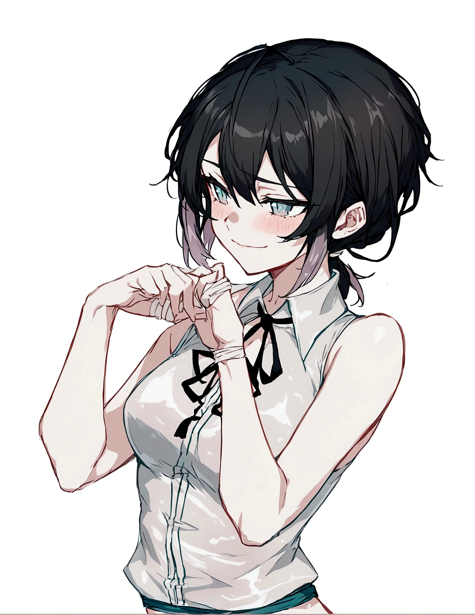 Anime girl hot tying ponytail