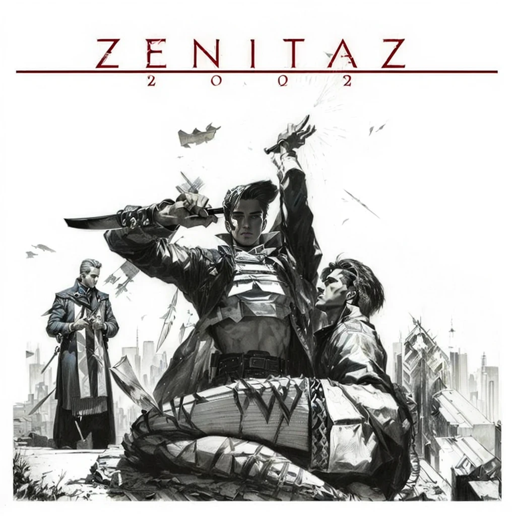 a drawing of a man holding a knife in his hand, zenith perspective, zine cover, by Francisco Zúñiga, by Jenő Gyárfás, album cover, zenith view, zenithal view, cover illustration, 2 0 0 0 s cover art, by Julio González, by Carlos Enríquez Gómez