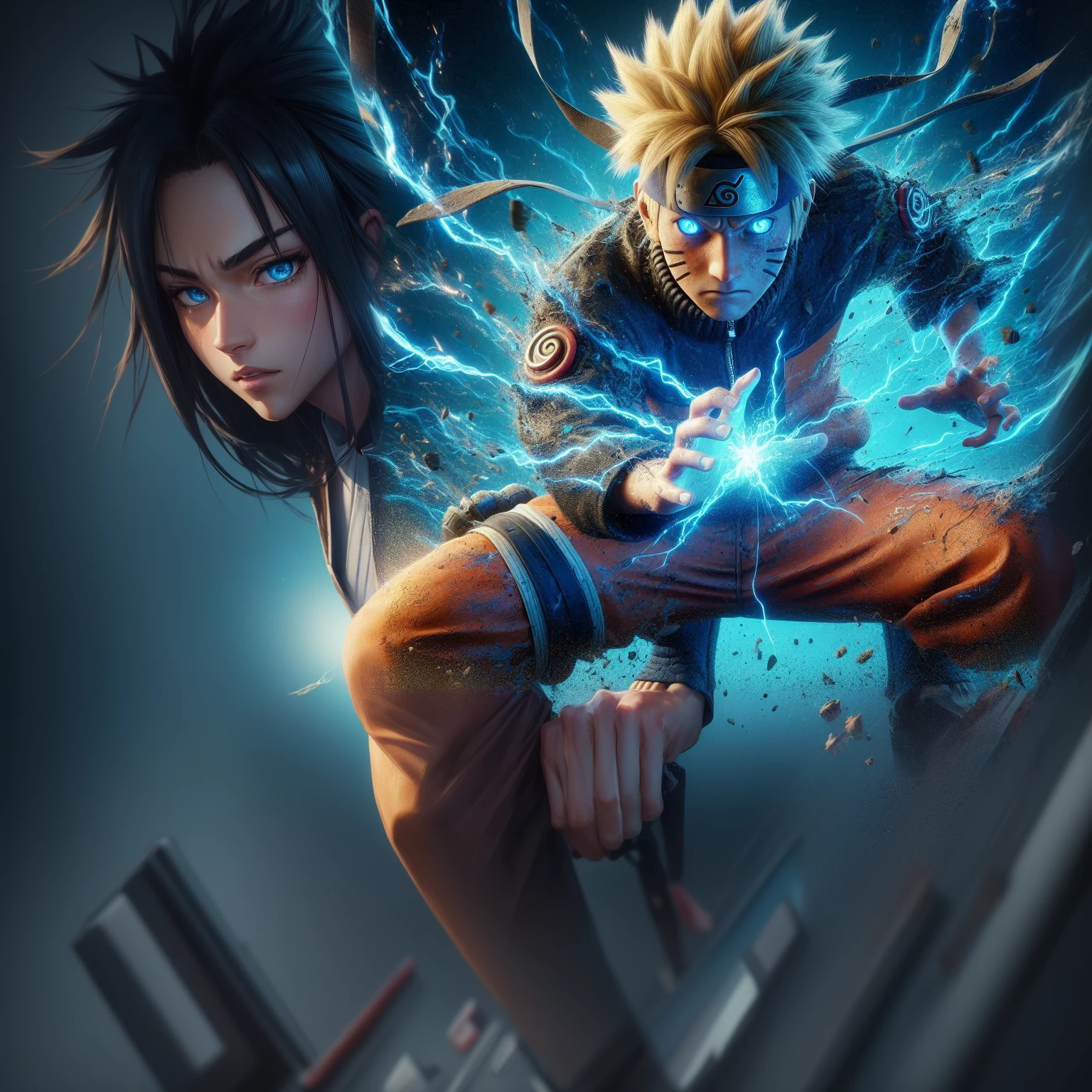 a man with a blue eyes and a blue shirt is sitting on a laptop, badass anime 8 k, naruto artstyle, 4 k manga wallpaper, 4k anime wallpaper, anime wallpaper 4k, anime wallpaper 4 k, anime style 4 k, naruto uzumaki, wallpaper 4k, wallpaper 4 k, anime art wallpaper 8 k, 4k detailed digital art