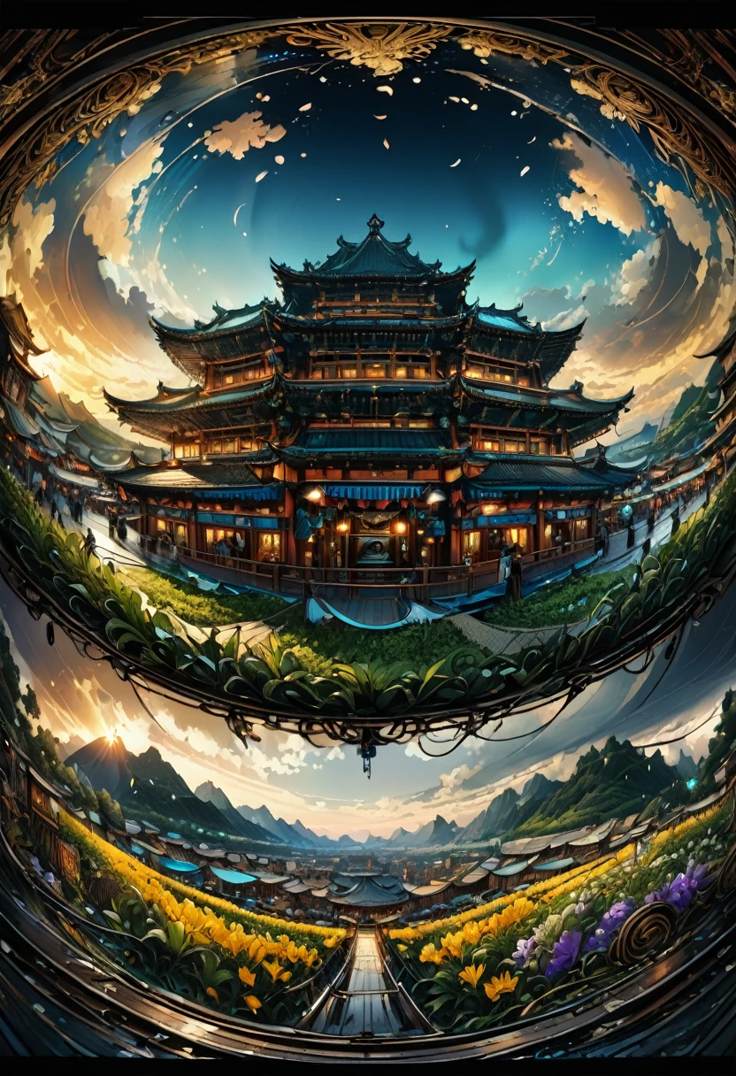 (Umbrella, rain), A small town square full of exotic atmosphere, a group of people wearing traditional costumes, each holding brightly colored umbrellas, swaying and dancing to the music. People dance around, and laughter and singing echo in the air, enhancing the romantic atmosphere of the festival. Surrounded by falling raindrops and gathering crowds, this is a large scene lens that showcases the overall scene, (panoramic view), (Photography), award-winning, cinematic still, emotional, vignette, dynamic, vivid, (masterpiece, best quality, Professional, perfect composition, very aesthetic, absurdres, ultra-detailed, intricate details:1.3)