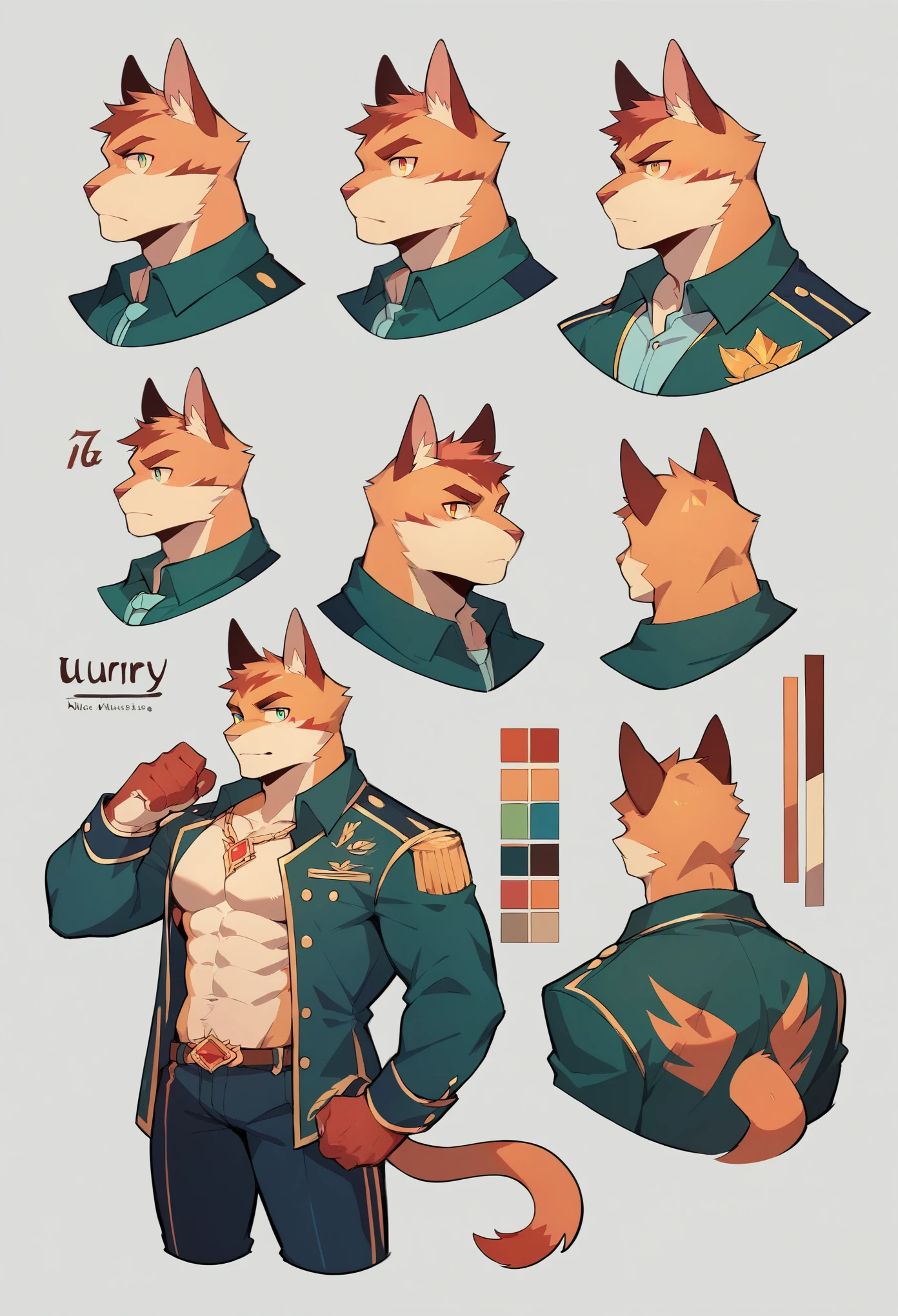 cover page, highres, top quality, best quality, paid reward available, unparalleled masterpiece, perfect artwork, absurdres, High-quality illustrations(style of final fantasy)(concept art, character sheet)perfect anatomy(handsome boy, kemono)(furry anthro),