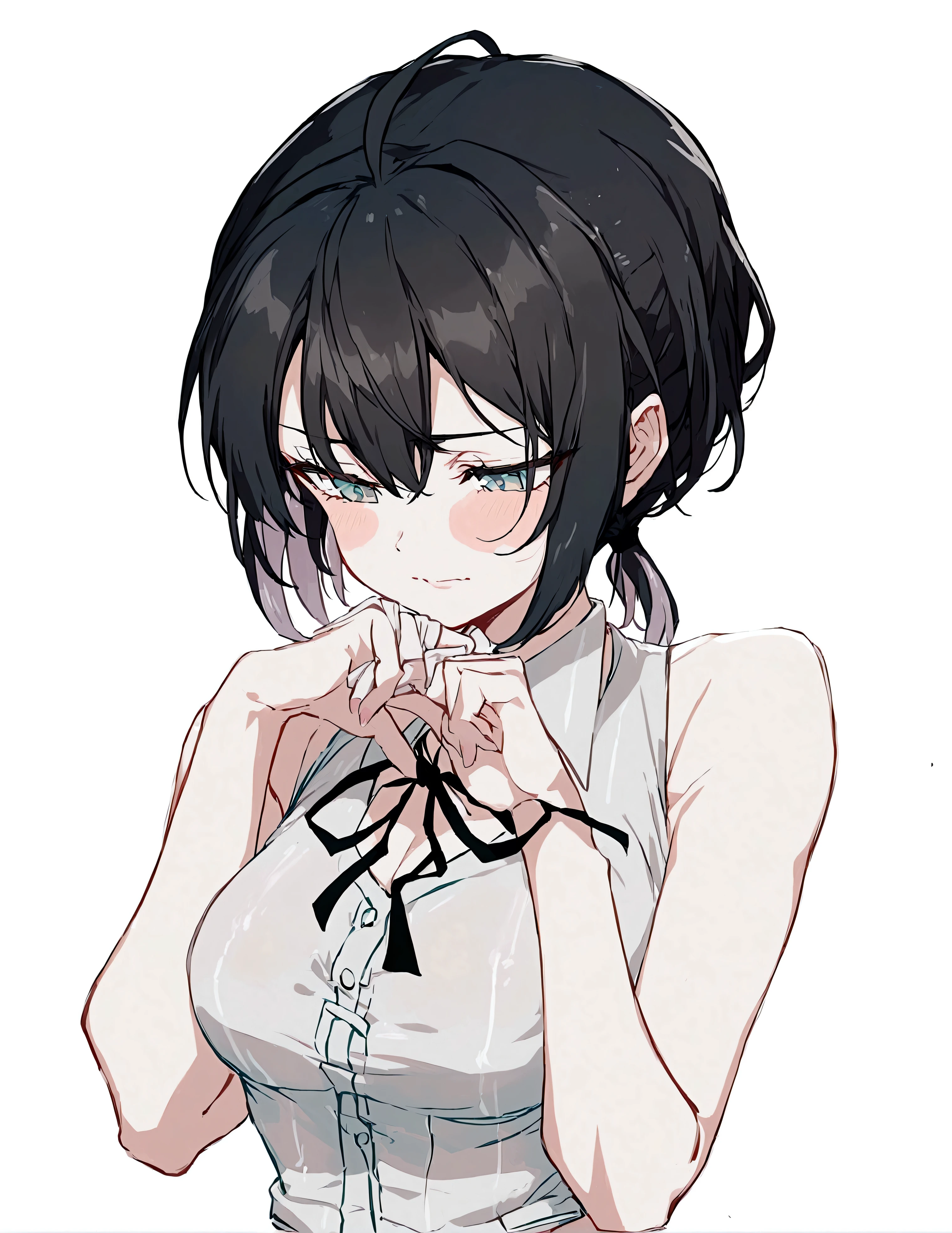 Anime girl hot tying ponytail 