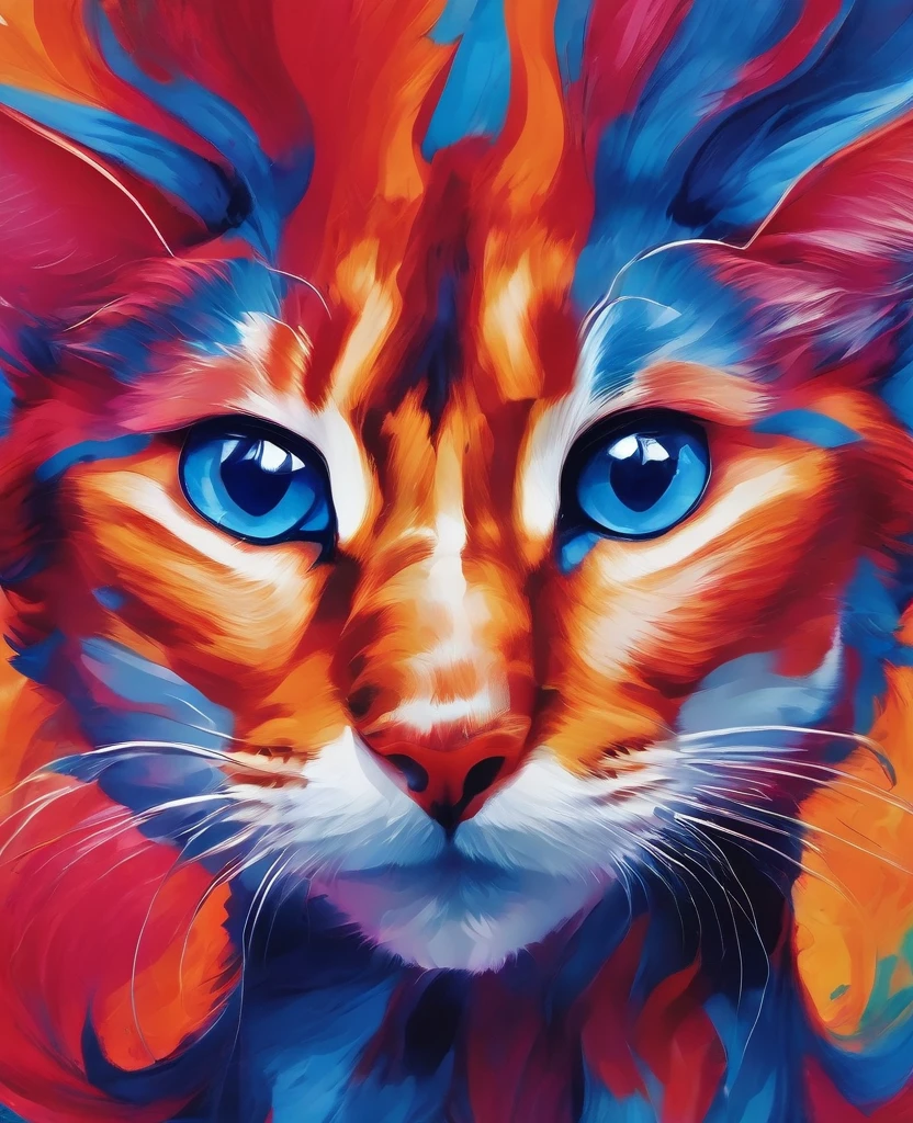 abstract painting,abstract painter,a cat avatar,red blue,minimalism,illustration,8k resolution,High definition,超High definition画质