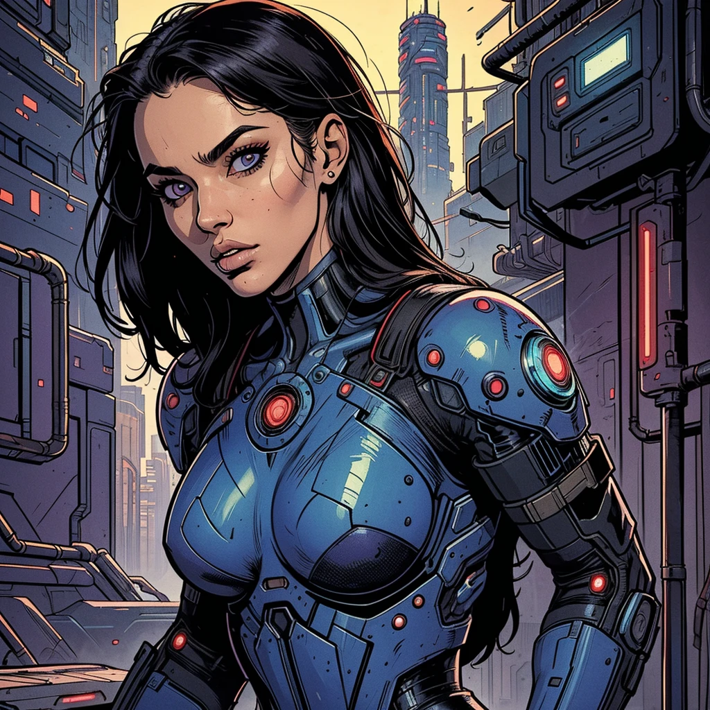 (masterpiece), (best quality), (very detailed), (1 woman), (cyberpunk), Asian female agent, detailed eyes, Detailed nose, Detailed lips, perfect face, perfect body, sexy pose, women combat suit, Focus on head and upper body, stare at coup, portrait