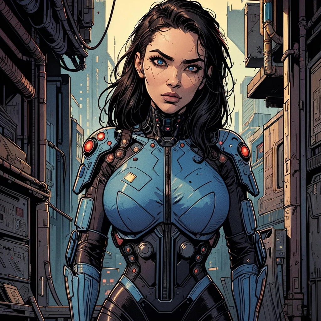(masterpiece), (best quality), (very detailed), (1 woman), (cyberpunk), Asian female agent, detailed eyes, Detailed nose, Detailed lips, perfect face, perfect body, sexy pose, women combat suit, Focus on head and upper body, stare at coup, portrait