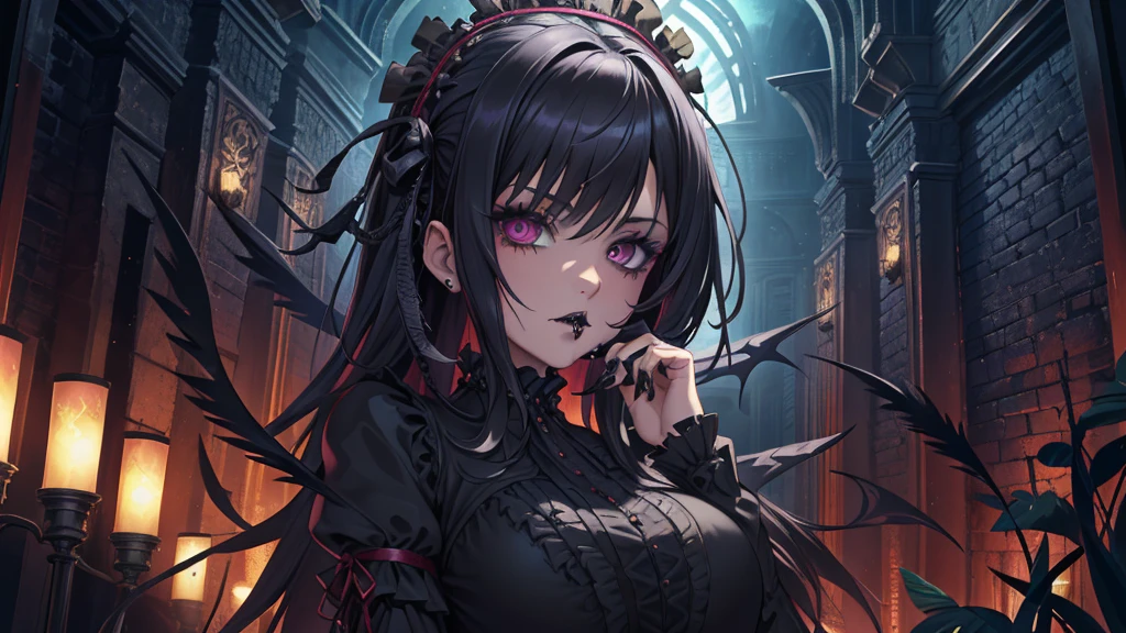 (чрезвычайно подробные обои CG Unity 4k),(masterpiece),(Best quality),(ultra detailed),(best illustration),(best shadow),(absurdity),(detailed background), detailed face, detailed hair, official art, unity 8k wallpaper, Super detailed, Beautiful, Beautiful, ((new goth girl:1.4)), masterpiece, top quality, Dark, In the atmosphere, mysterious, romantic, creepy, literature, art, fashion, Victorian, decoration, difficult, iron products, Race, contemplation, depth of emotions, black hair, supernatural, 1 girl, One, hip