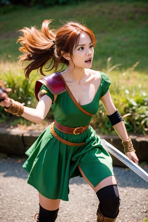 Dragon Quest 3 Warrior woman Crippling Receive consecutive sword attacks Fall down